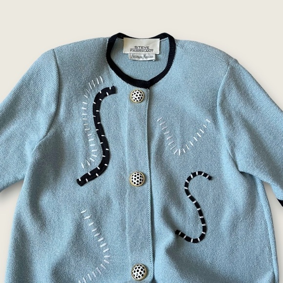 VTG 80s Steve Fabrikant Corky Sweater Shirtdress Dress Wool Blend Art Deco 6 - Picture 3 of 15